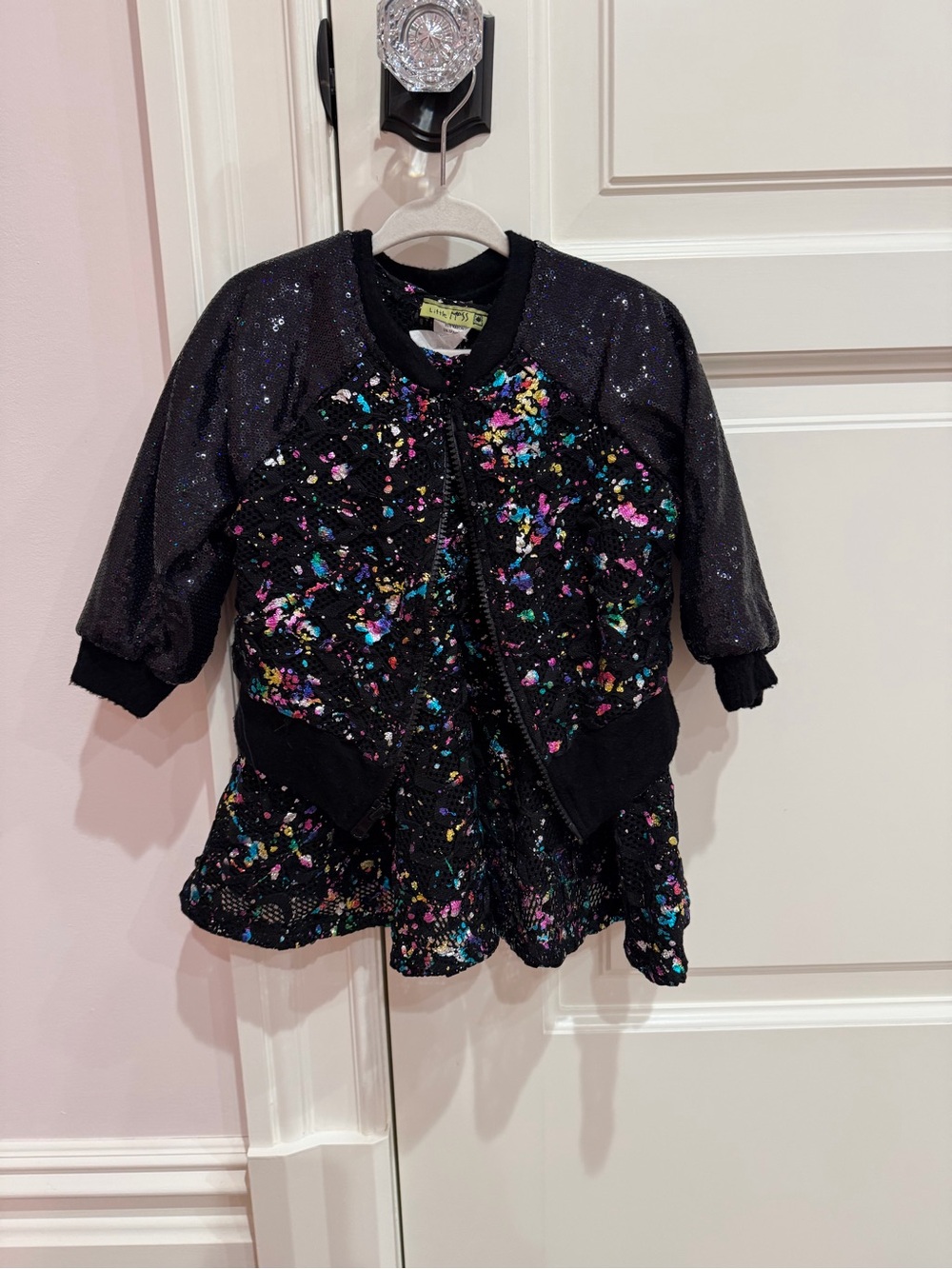 Black Sparkle Confetti Girl's Jacket